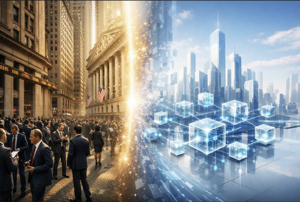 Wall Street financial district transforming into blockchain system