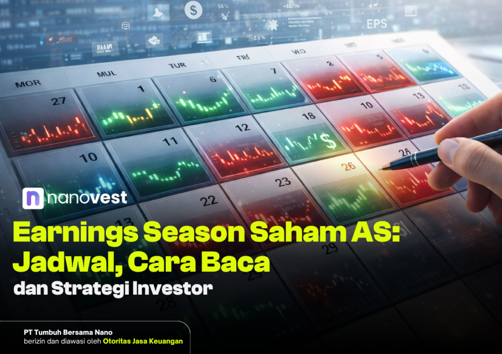 Earnings Season Saham AS: Jadwal, Cara Baca, dan Strategi Investor Close-up of a calendar-like stock dashboard with colorful charts and a hand holding a pen.