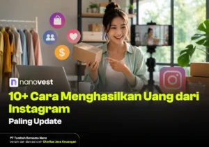 Smiling woman filming a video at a desk with a package, laptop, and Instagram icons in the background; thumbnail text promotes earning money from Instagram.