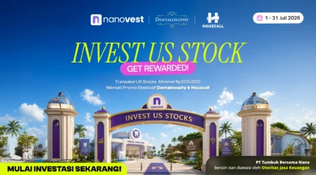Investasi US Stocks Mulai Rp300.000, Dapatkan Promo Eksklusif dari Houzcall & Dentalosophy Promotional banner for Nanovest encouraging users to invest in US stocks with the slogan 'Invest US Stock' and 'Get Rewarded!'